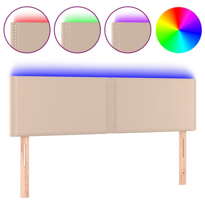 Testiera Cappuccino a LED 144x5x78/88 cm in Similpelle