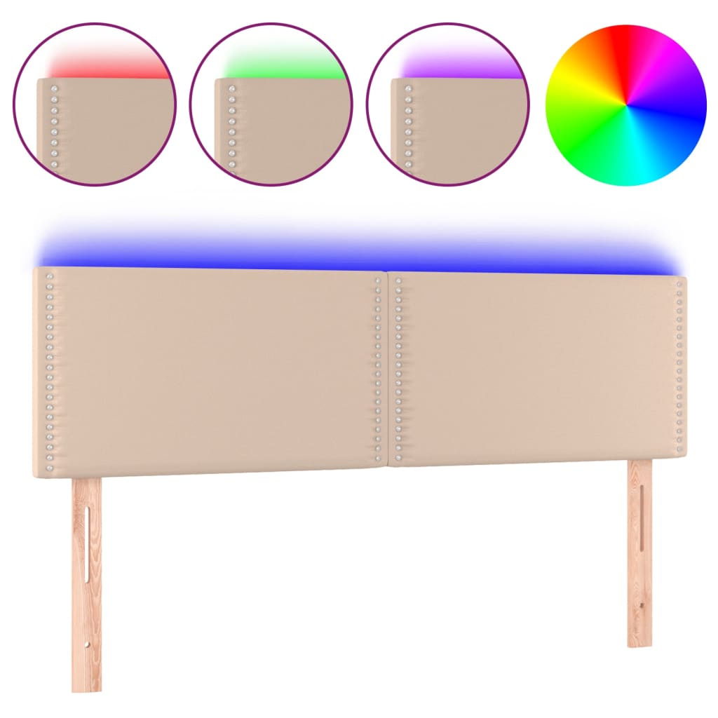 Testiera Cappuccino a LED 144x5x78/88 cm in Similpelle