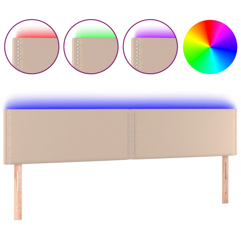 Testiera Cappuccino a LED 180x5x78/88 cm in Similpelle