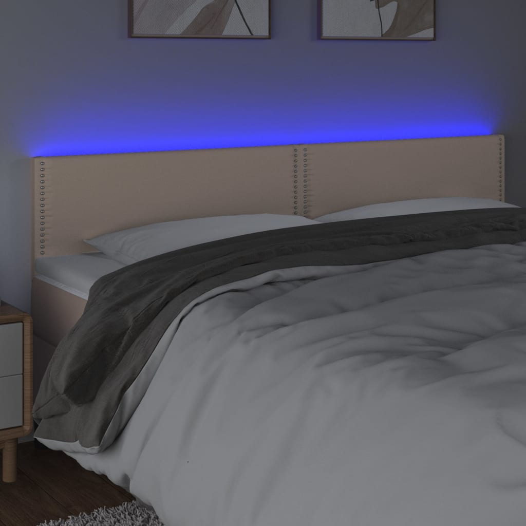 Testiera Cappuccino a LED 200x5x78/88 cm in Similpelle