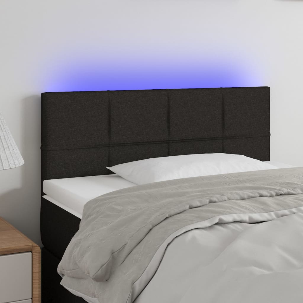 Testiera a LED Nera 90x5x78/88 cm in Tessuto