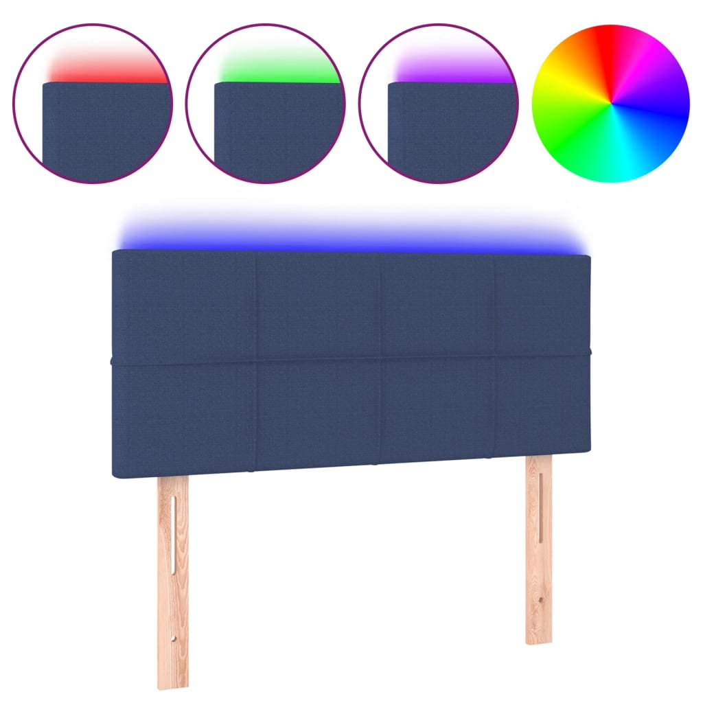 Testiera a LED Blu 90x5x78/88 cm in Tessuto