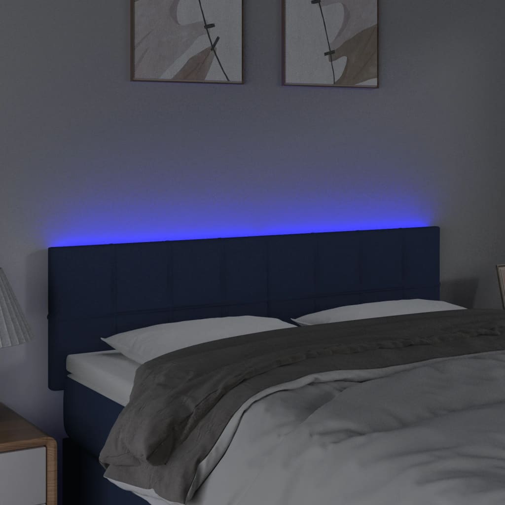 Testiera a LED Blu 144x5x78/88 cm in Tessuto