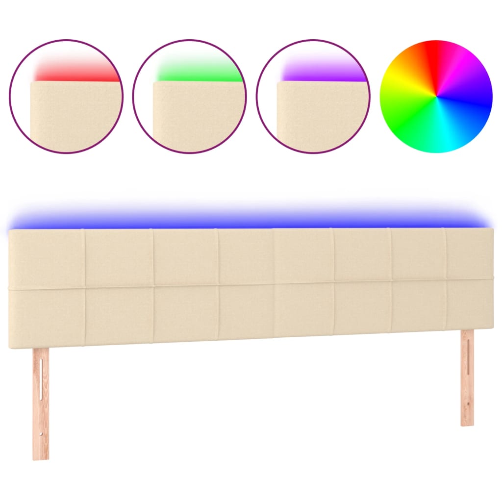 Testiera a LED Crema 160x5x78/88 cm in Tessuto