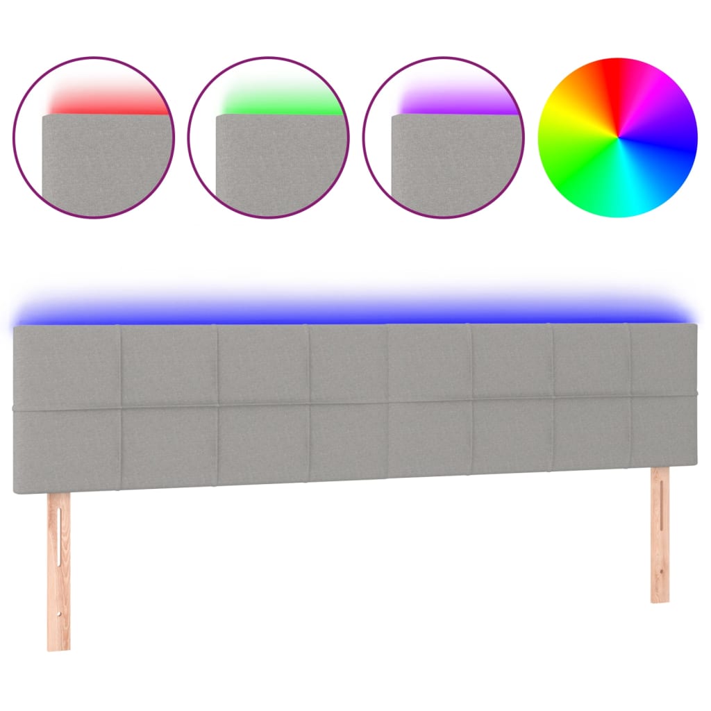 Testiera a LED Grigio Chiaro 200x5x78/88 cm in Tessuto