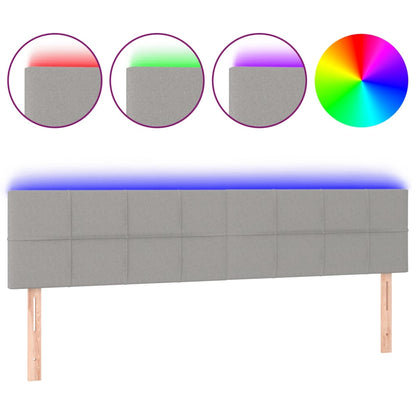 Testiera a LED Grigio Chiaro 200x5x78/88 cm in Tessuto