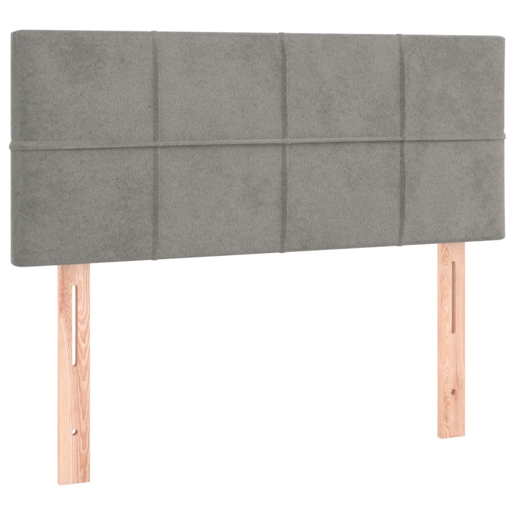 Testiera a LED Grigio Chiaro 100x5x78/88 cm in Velluto