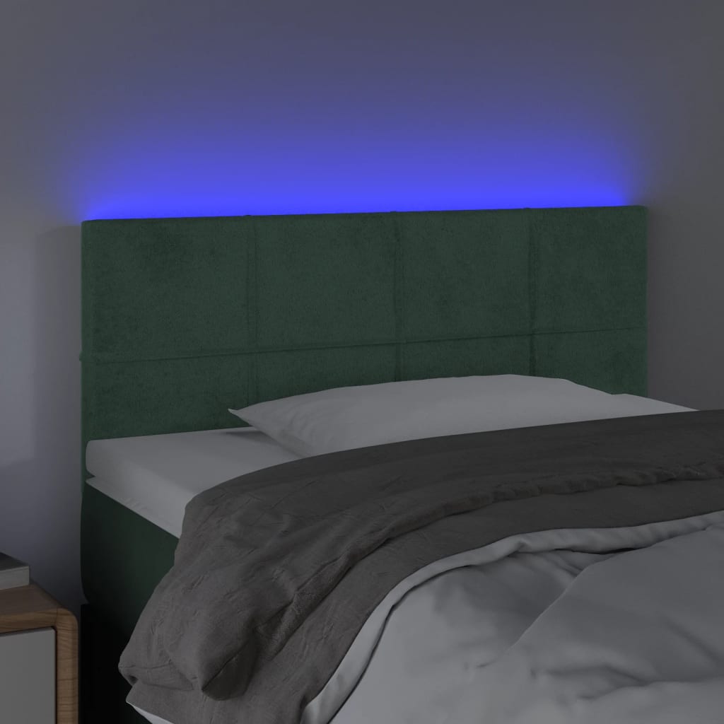 Testiera a LED Verde Scuro 100x5x78/88 cm in Velluto