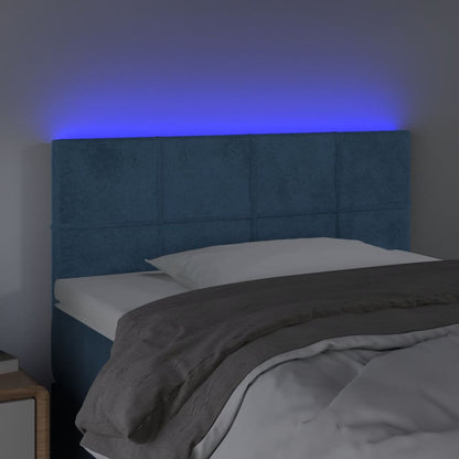 Testiera a LED Blu Scuro 100x5x78/88 cm in Velluto