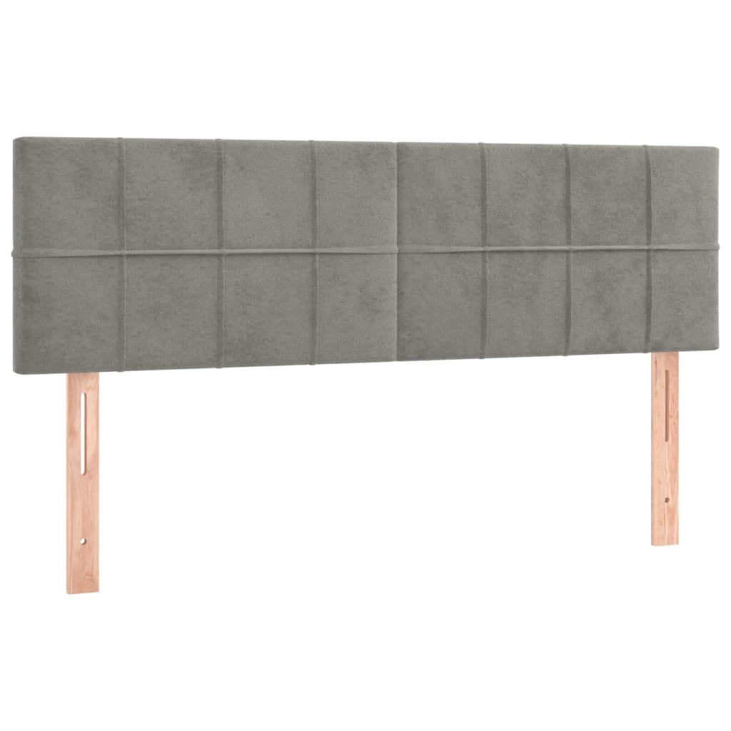 Testiera a LED Grigio Chiaro 144x5x78/88 cm in Velluto