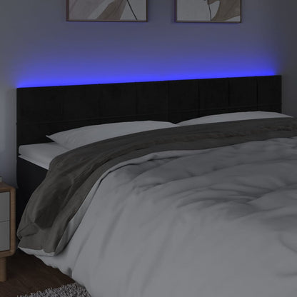 Testiera a LED Nera 160x5x78/88 cm in Velluto