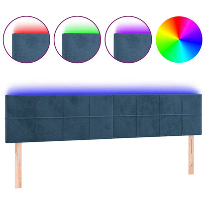 Testiera a LED Blu Scuro 180x5x78/88 cm in Velluto
