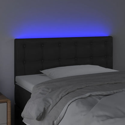 Testiera Nera a LED 100x5x78/88 cm in Similpelle