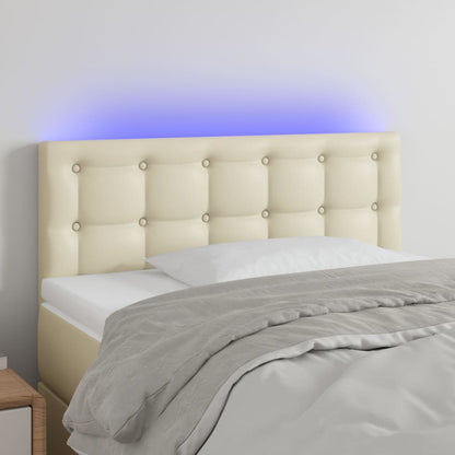 Testiera Crema a LED 100x5x78/88 cm in Similpelle