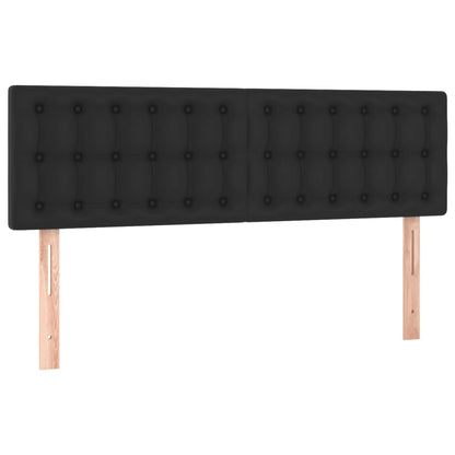 Testiera a LED Nera 144x5x78/88 cm in Similpelle