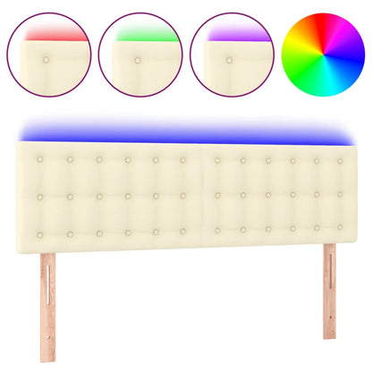 Testiera Crema a LED 144x5x78/88 cm in Similpelle