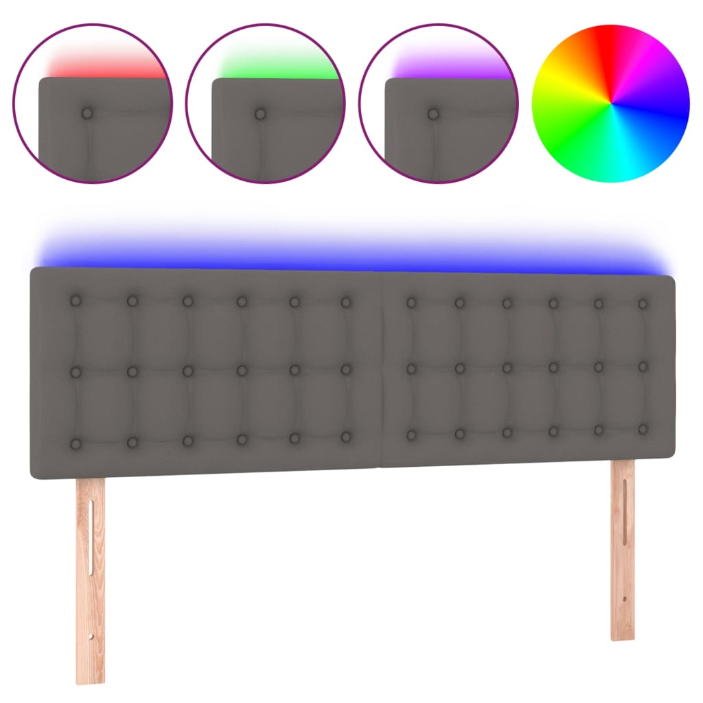 Testiera a LED Grigio 144x5x78/88 cm in Similpelle
