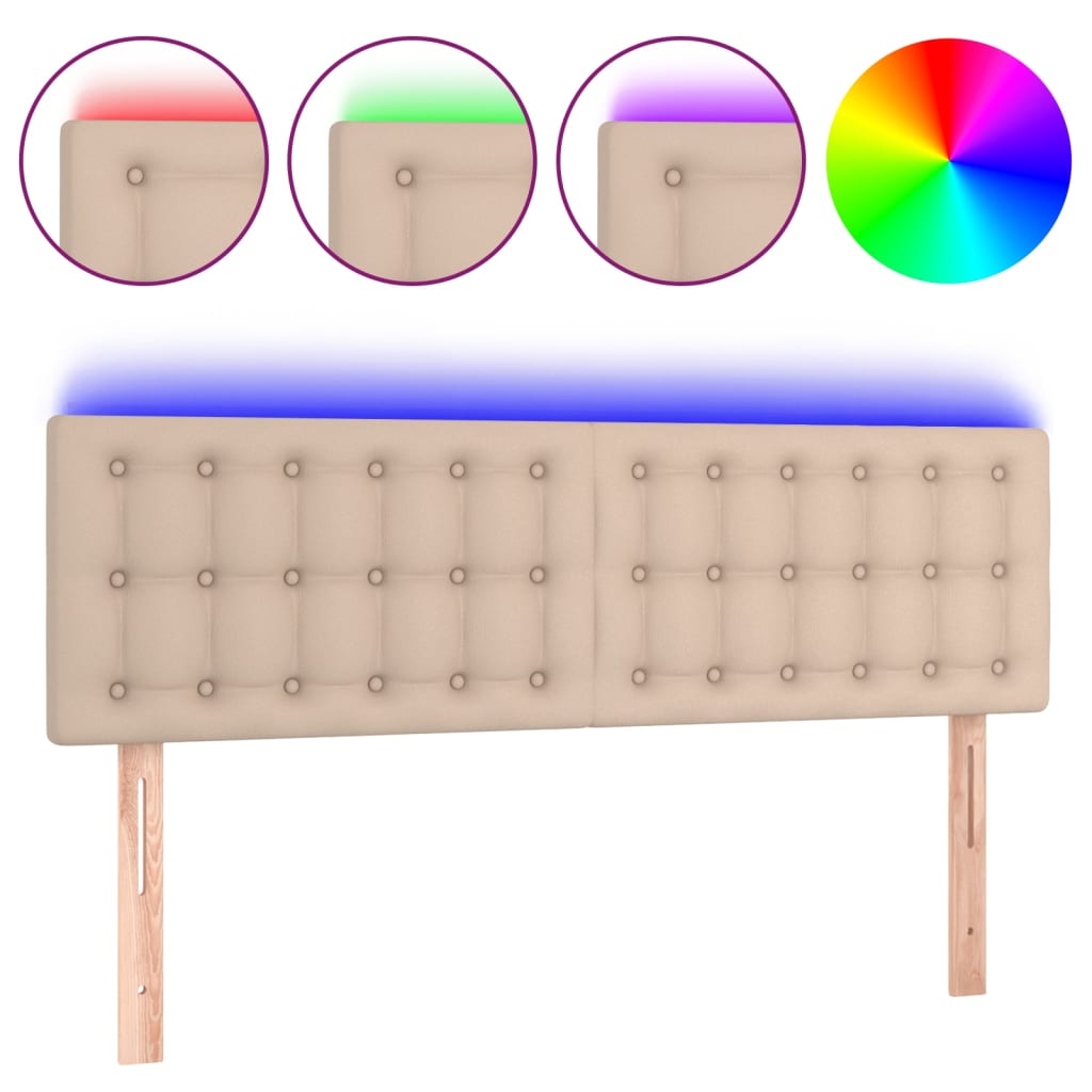 Testiera Cappuccino a LED 144x5x78/88 cm in Similpelle