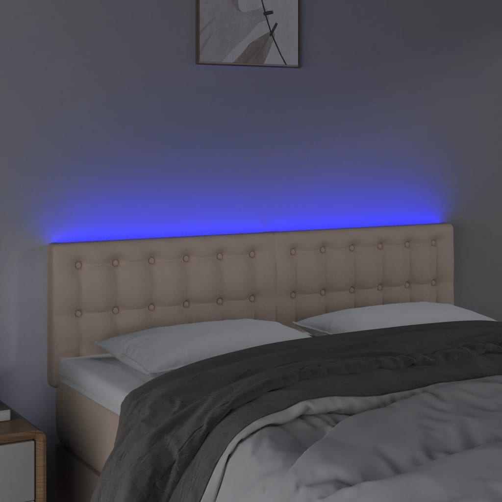 Testiera Cappuccino a LED 144x5x78/88 cm in Similpelle