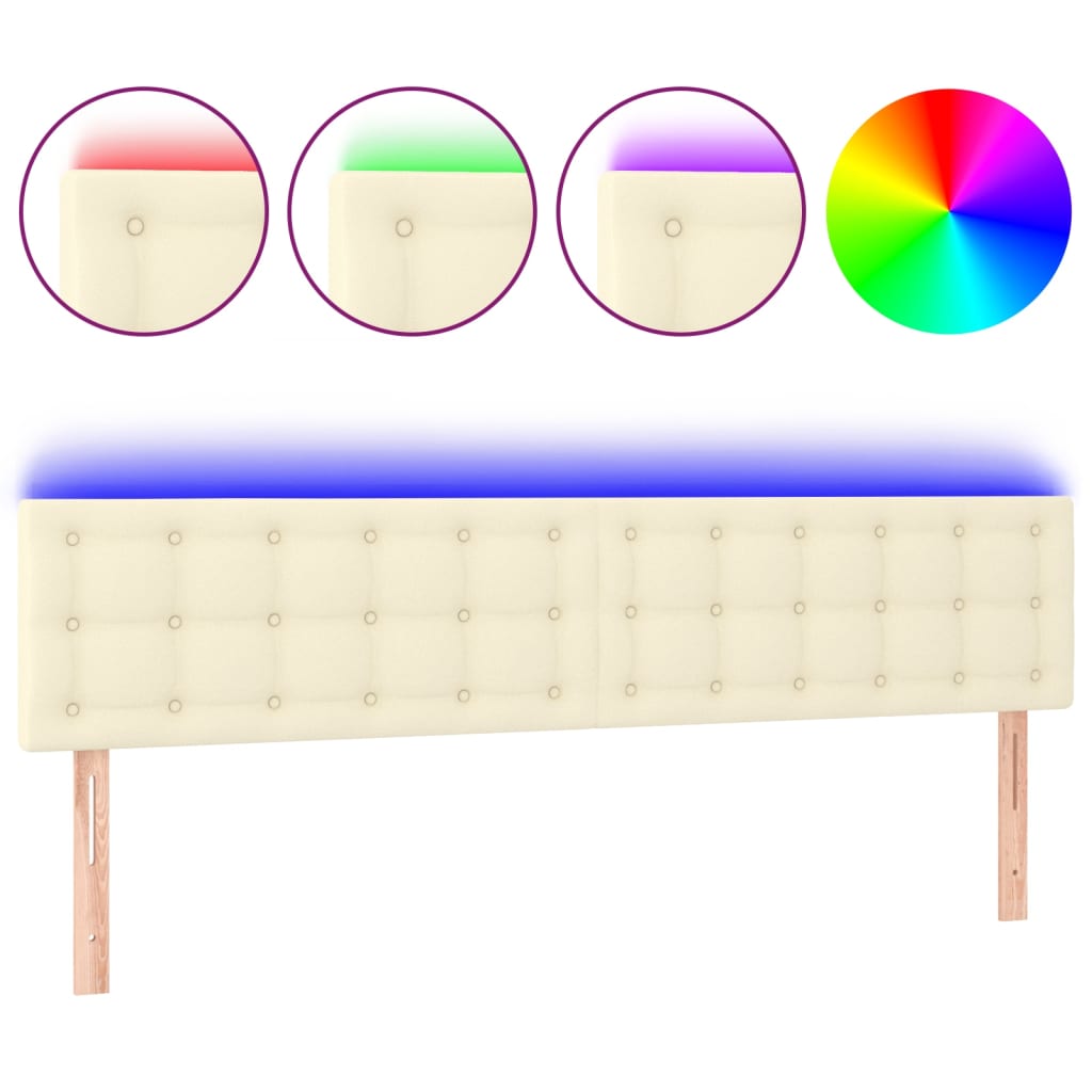 Testiera Crema a LED 160x5x78/88 cm in Similpelle