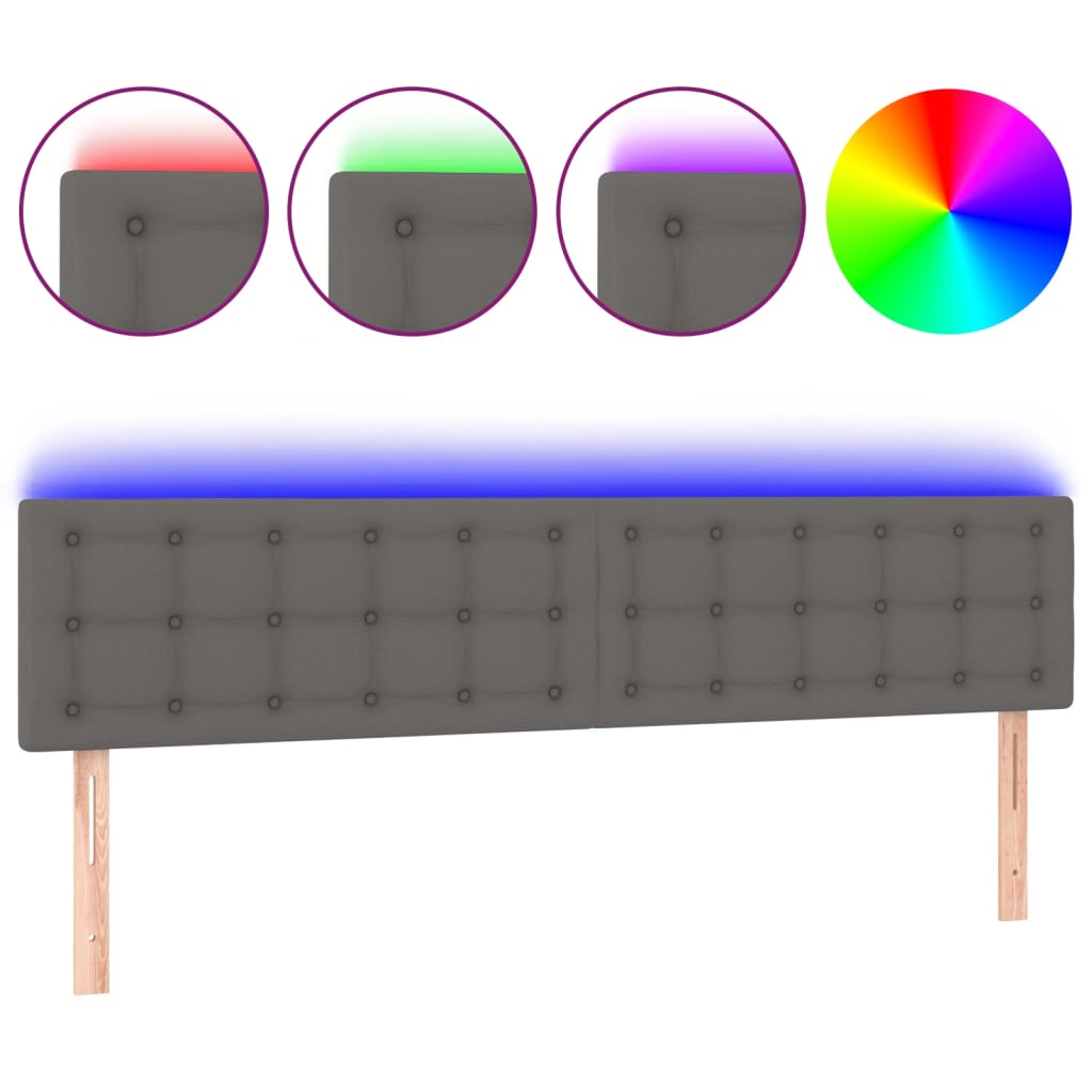 Testiera a LED Grigio 160x5x78/88 cm in Similpelle