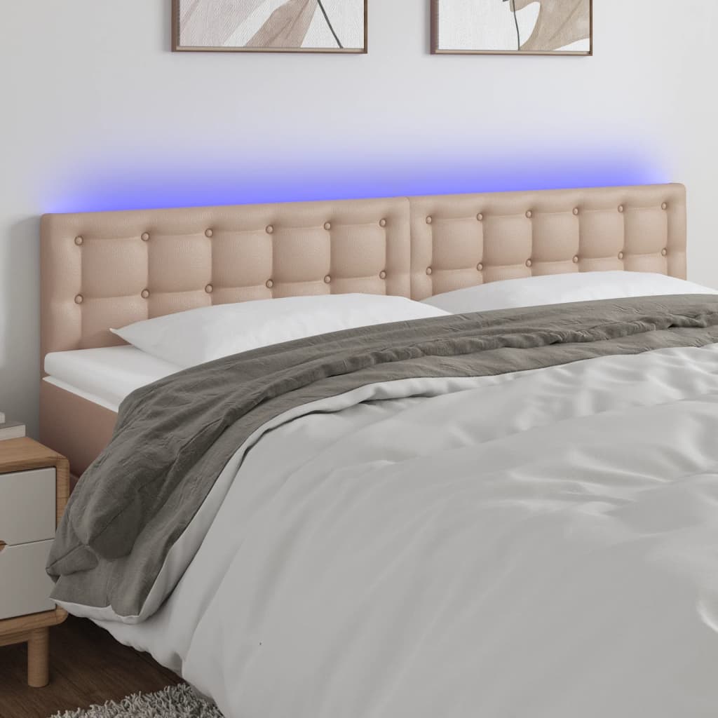 Testiera Cappuccino a LED 160x5x78/88 cm in Similpelle