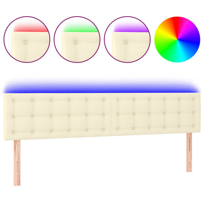 Testiera Crema a LED 180x5x78/88 cm in Similpelle