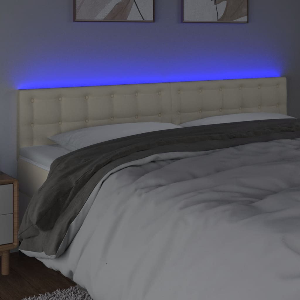 Testiera Crema a LED 180x5x78/88 cm in Similpelle