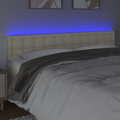 Testiera Crema a LED 180x5x78/88 cm in Similpelle