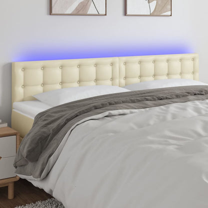Testiera Crema a LED 180x5x78/88 cm in Similpelle