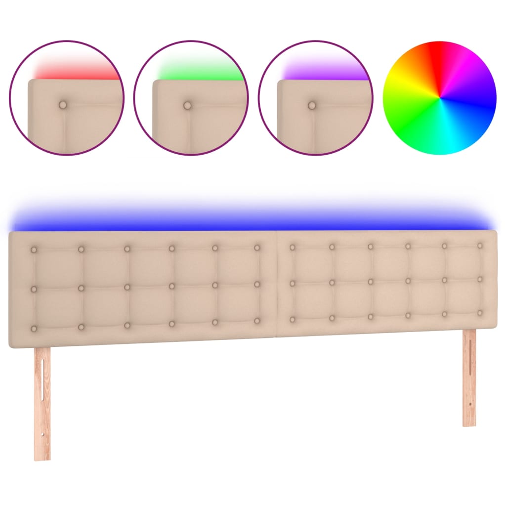 Testiera Cappuccino a LED 200x5x78/88 cm in Similpelle