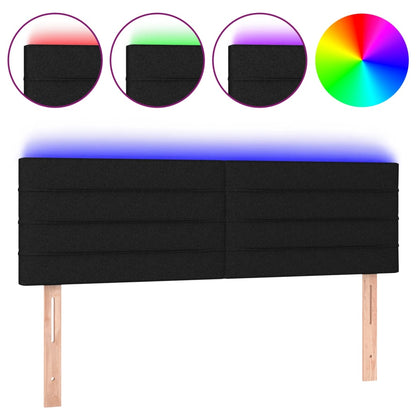 Testiera a LED Nera 144x5x78/88 cm in Tessuto