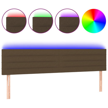 Testiera a LED Marrone Scuro 160x5x78/88 cm in Tessuto