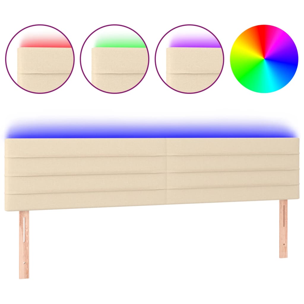 Testiera a LED Crema 180x5x78/88 cm in Tessuto