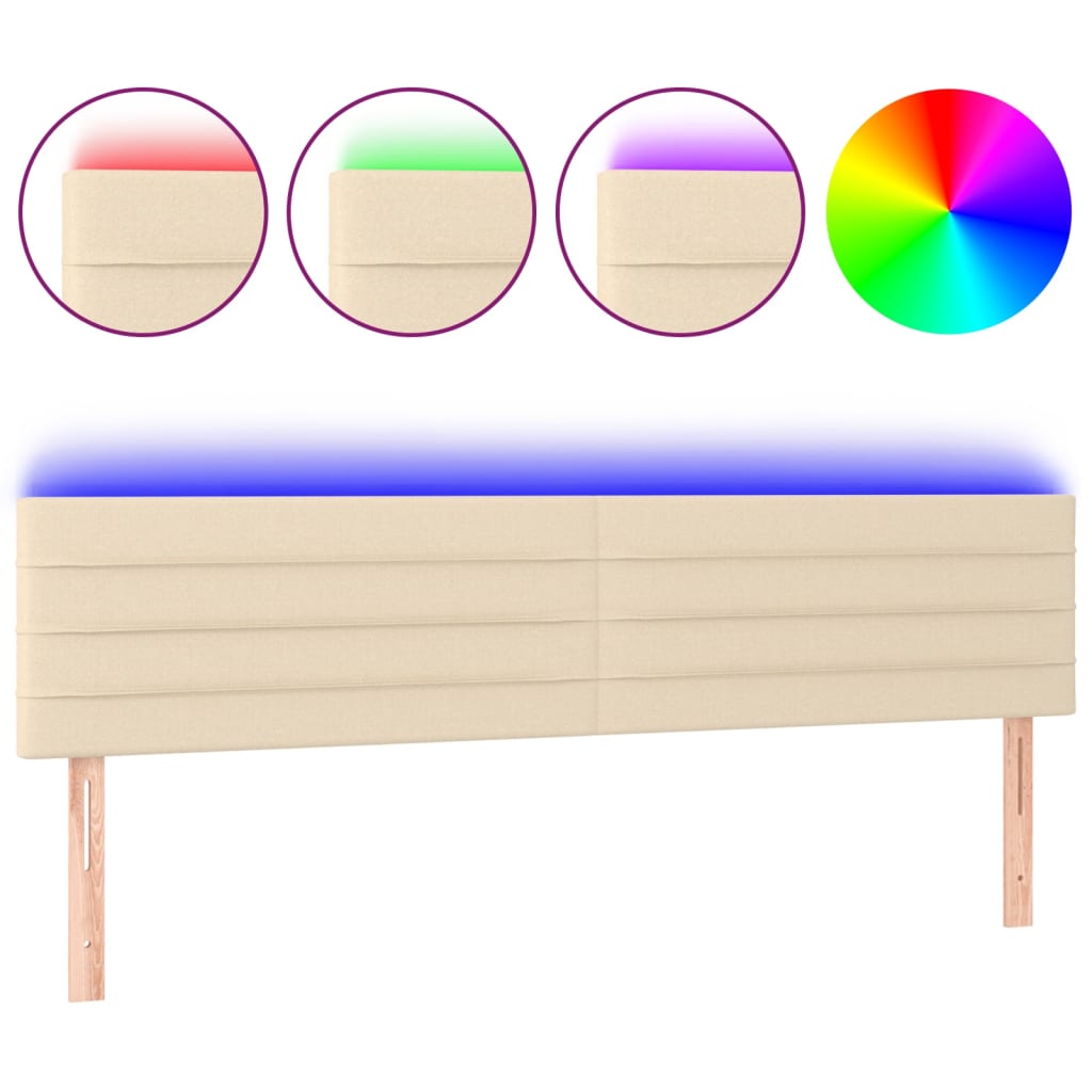 Testiera a LED Crema 200x5x78/88 cm in Tessuto