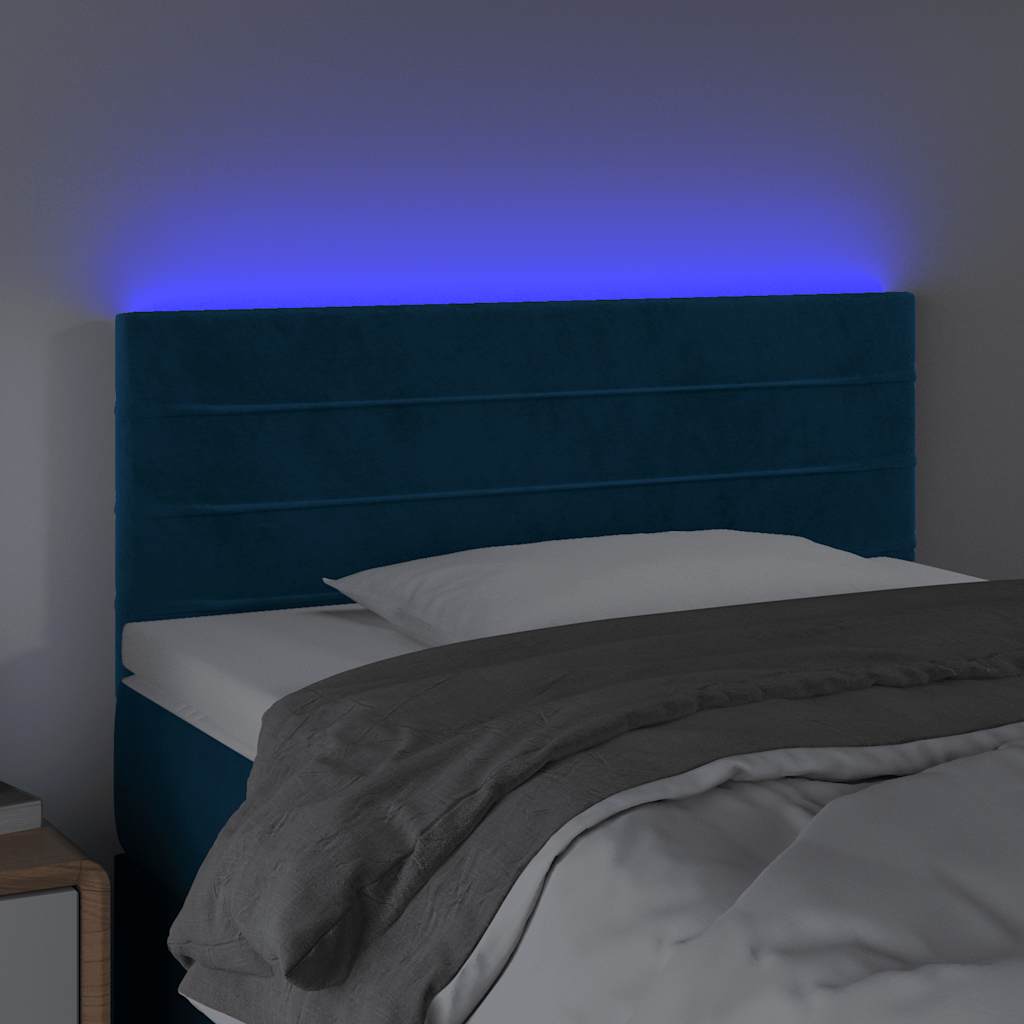 Testiera a LED Blu Scuro 100x5x78/88 cm in Velluto