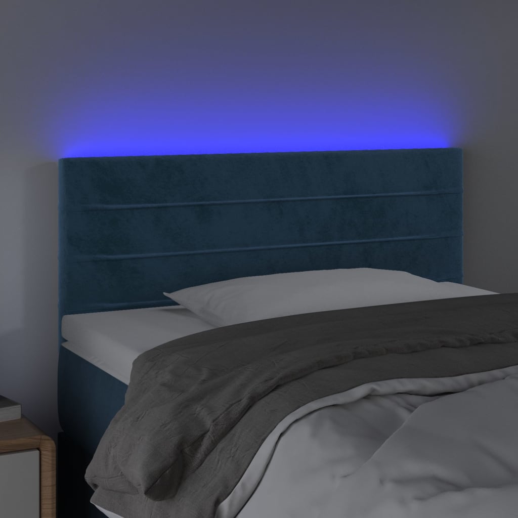 Testiera a LED Blu Scuro 100x5x78/88 cm in Velluto