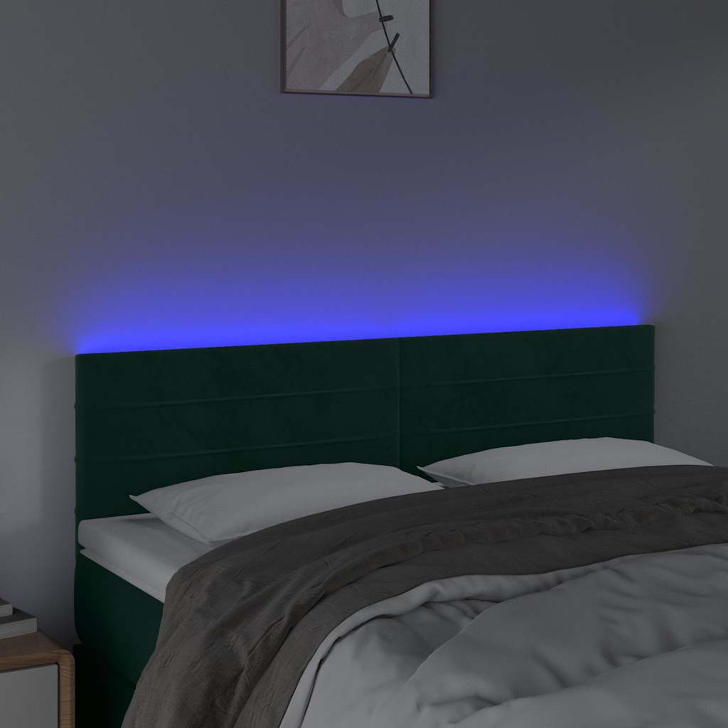 Testiera a LED Verde Scuro 144x5x78/88 cm in Velluto