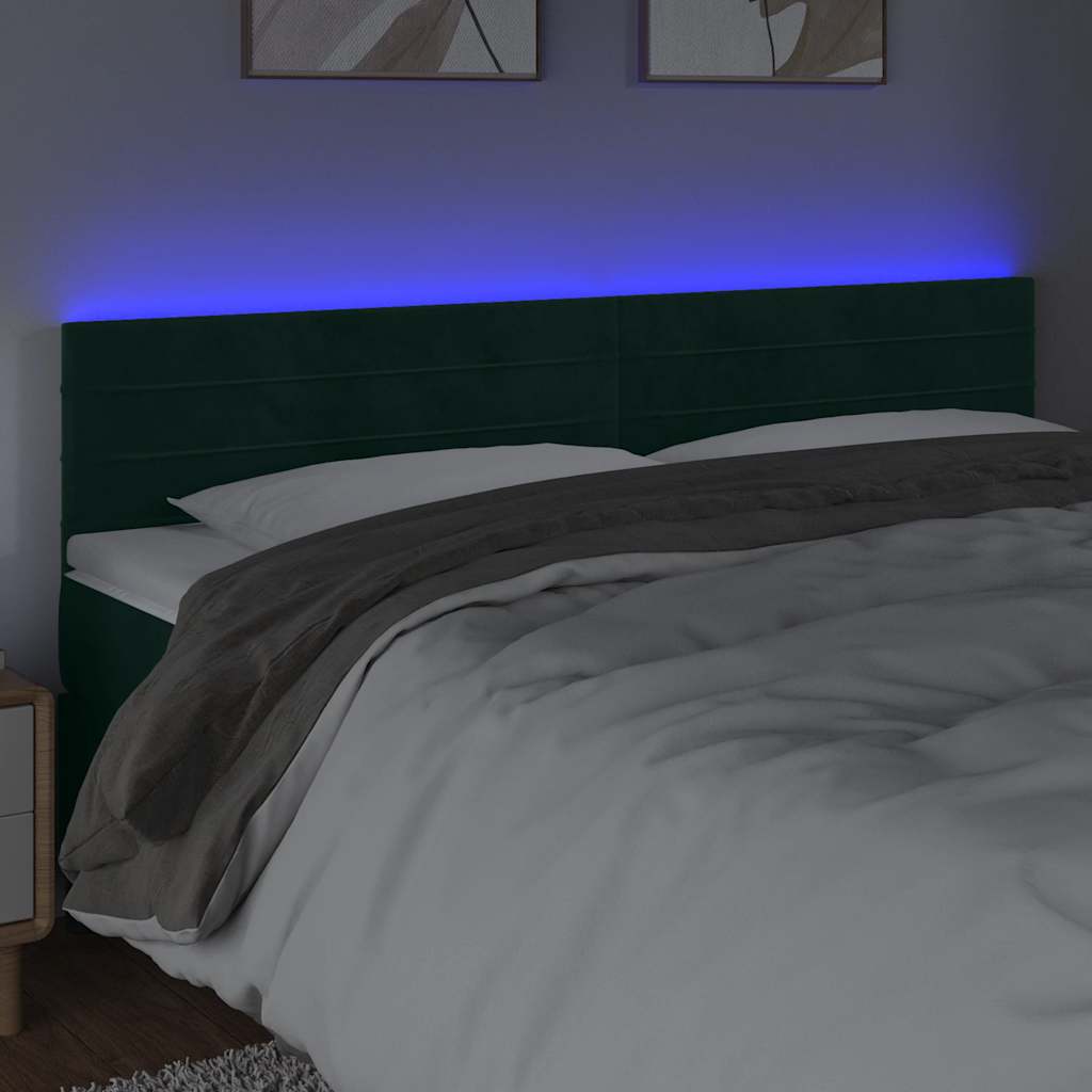 Testiera a LED Verde Scuro 160x5x78/88 cm in Velluto