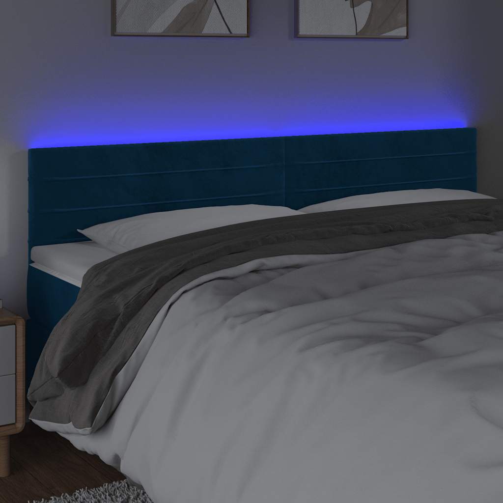 Testiera a LED Blu scuro 160x5x78/88 cm in Tessuto