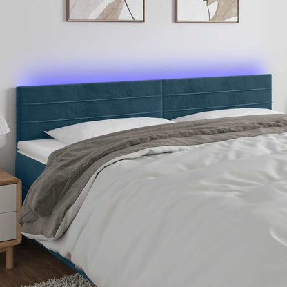 Testiera a LED Blu scuro 160x5x78/88 cm in Tessuto