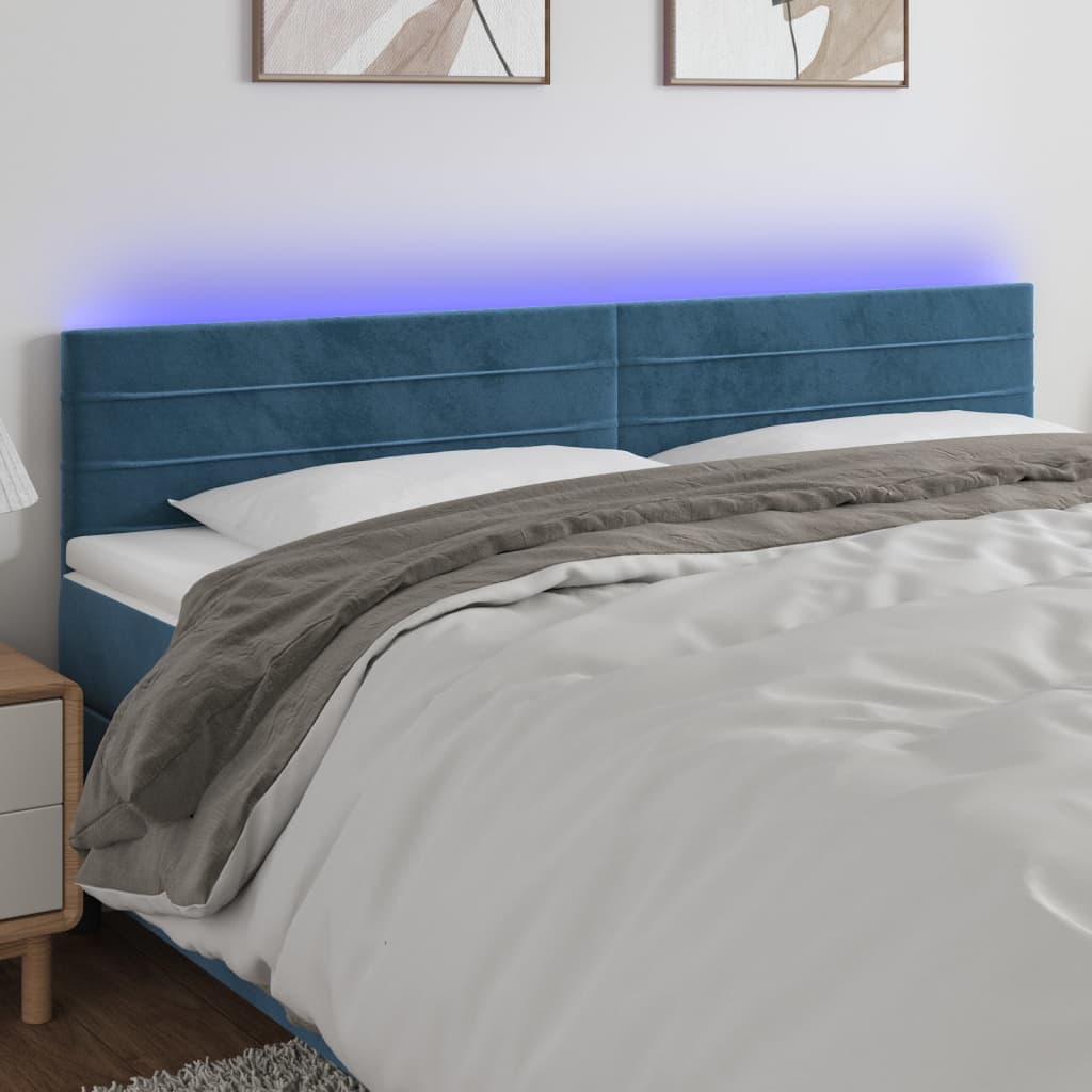 Testiera a LED Blu scuro 160x5x78/88 cm in Tessuto
