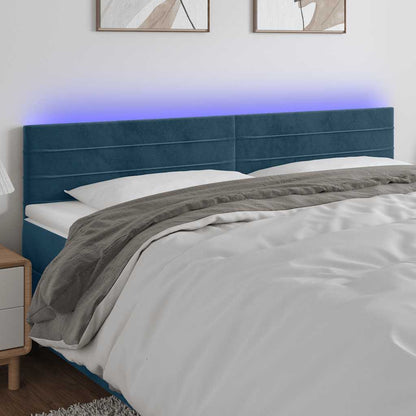Testiera a LED Blu Scuro 180x5x78/88 cm in Velluto