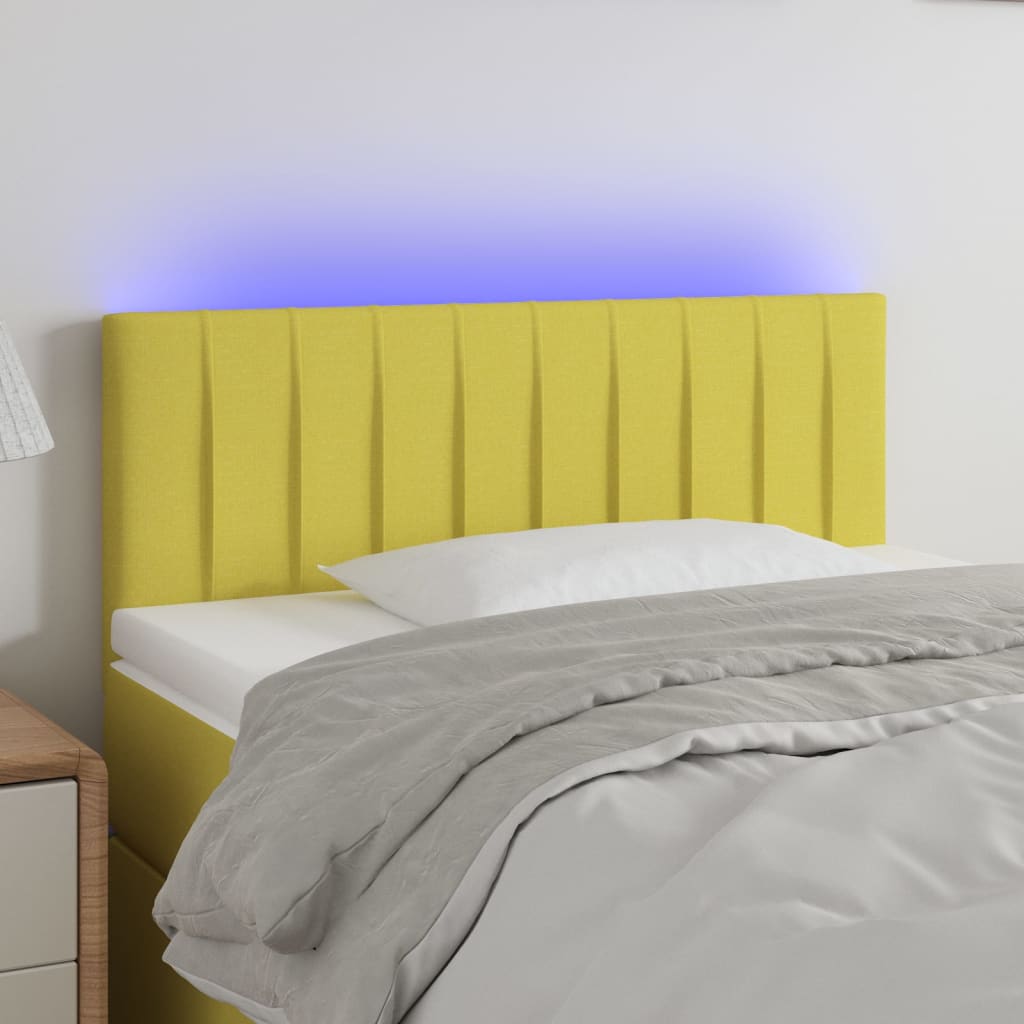 Testiera a LED Verde 100x5x78/88 cm in Tessuto