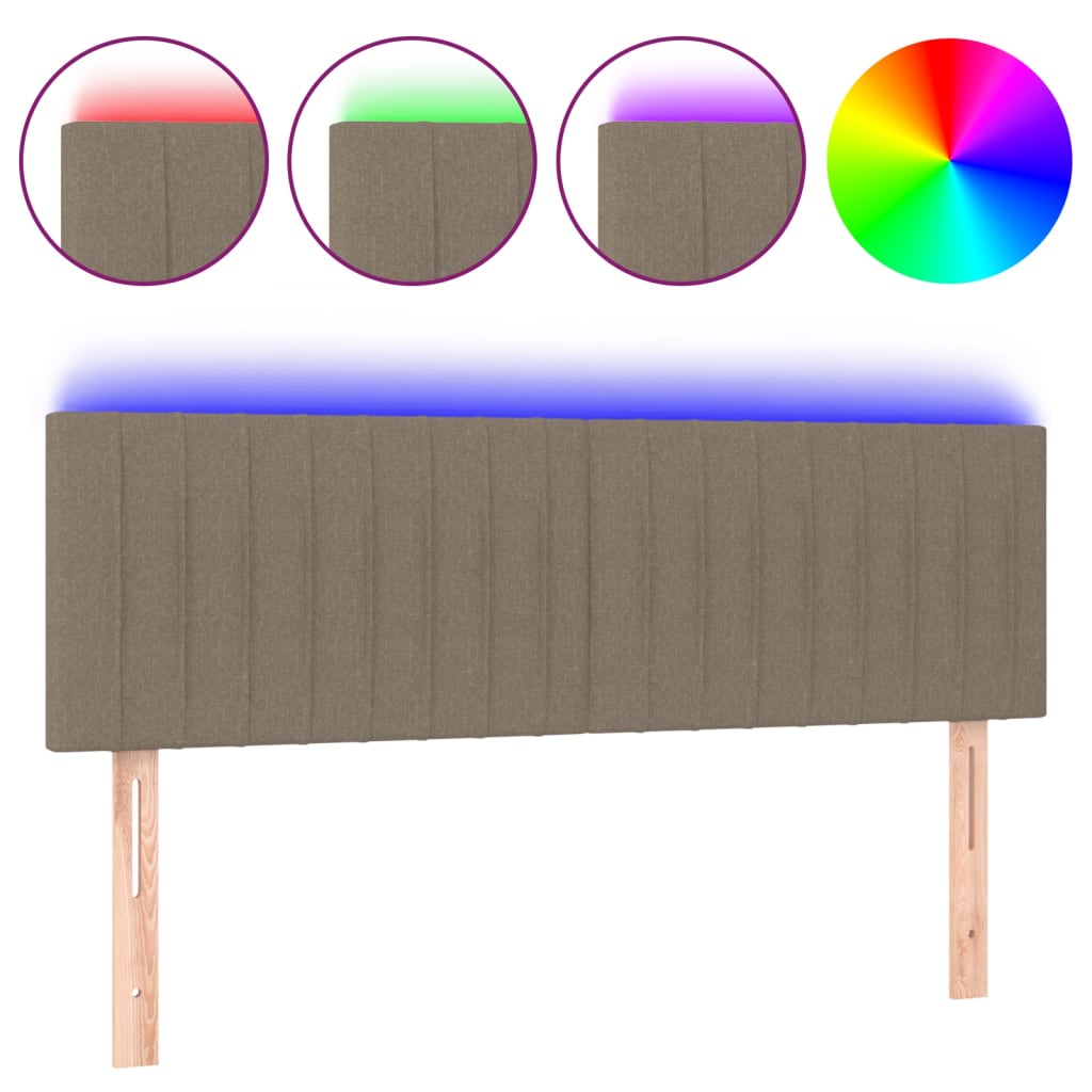 Testiera a LED Tortora 144x5x78/88 cm in Tessuto