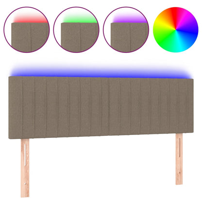 Testiera a LED Tortora 144x5x78/88 cm in Tessuto