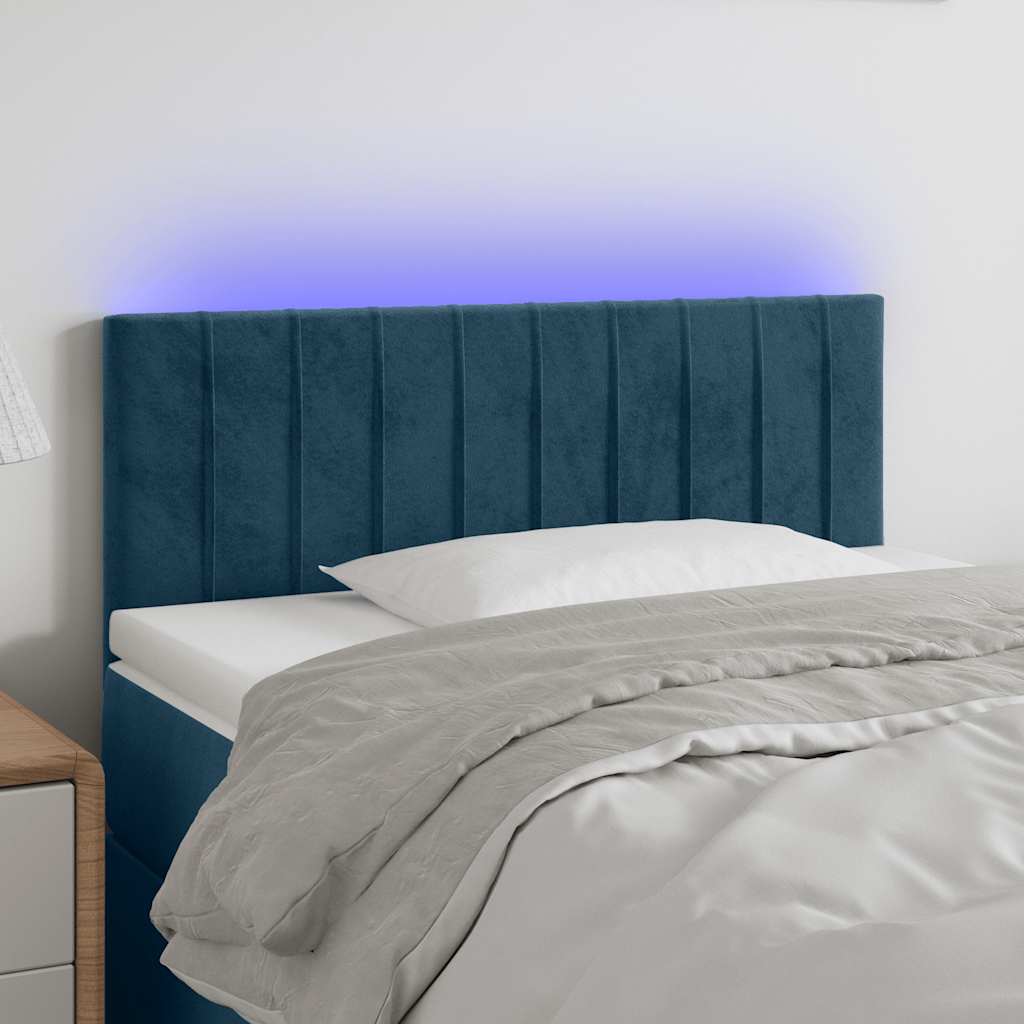 Testiera a LED Blu Scuro 80x5x78/88 cm in Velluto