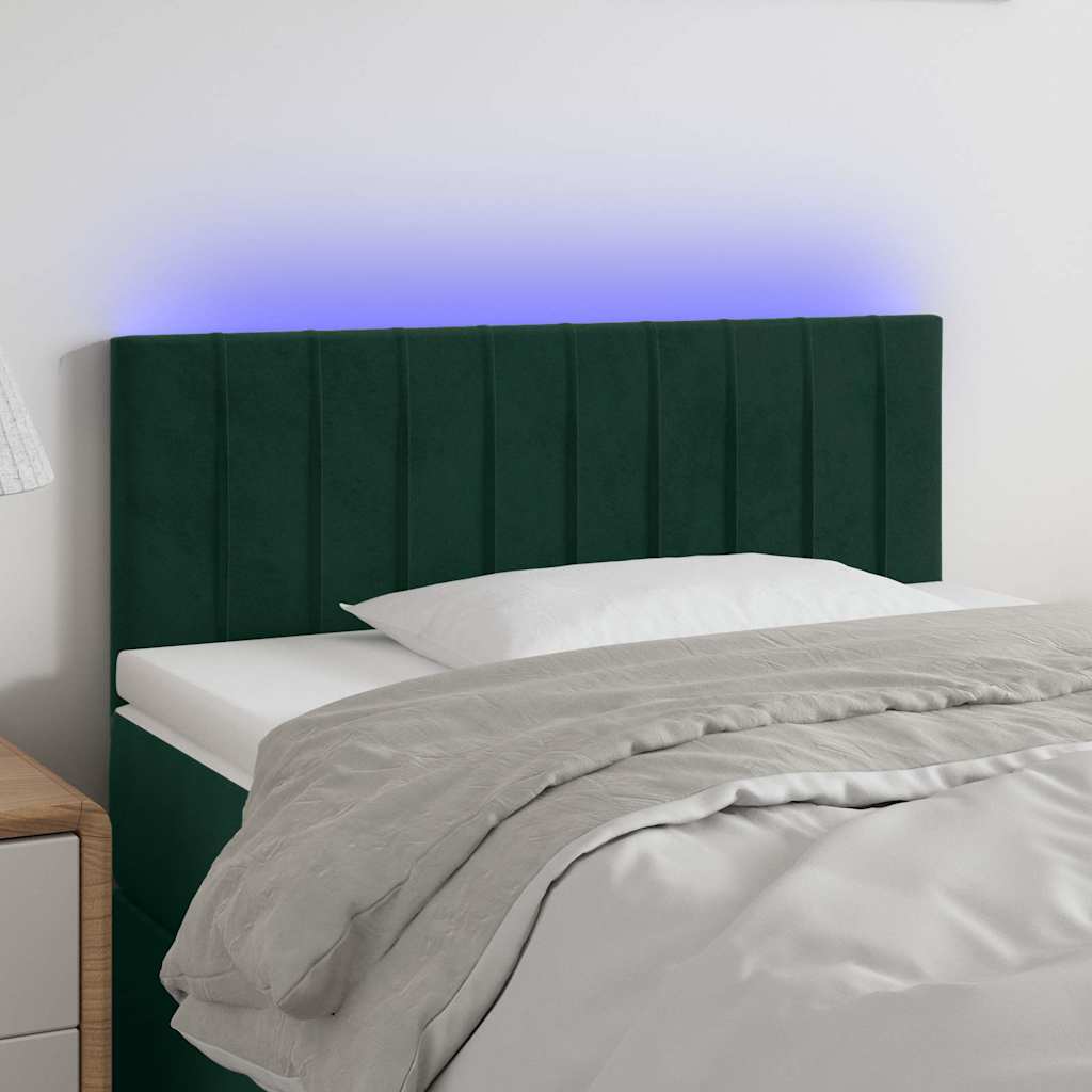 Testiera a LED Verde scuro 90x5x78/88 cm in Similpelle