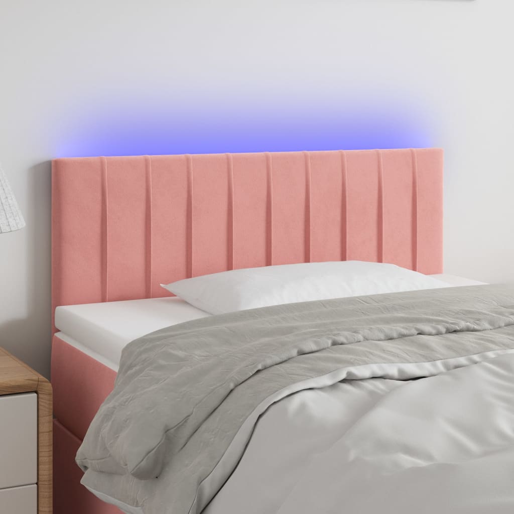 Testiera a LED Rosa 90x5x78/88 cm in Tessuto