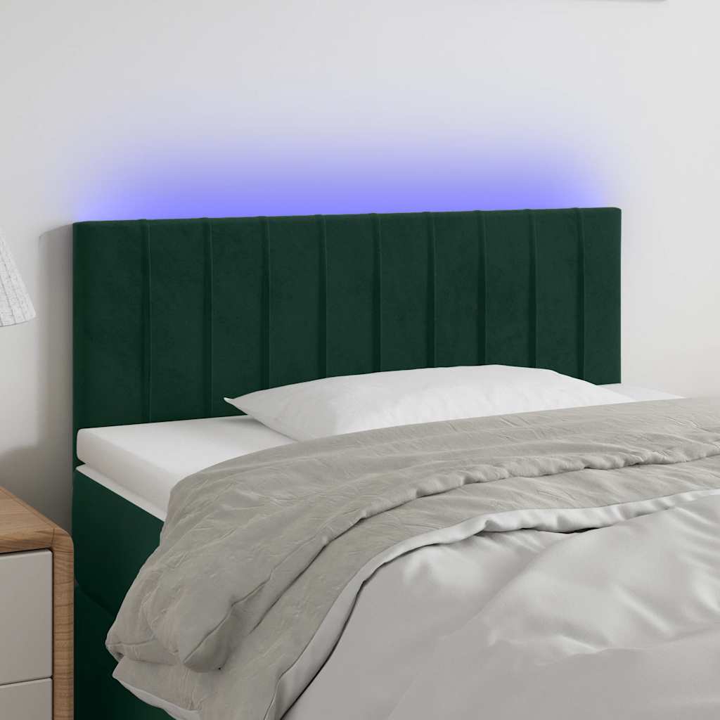 Testiera a LED Verde Scuro 100x5x78/88 cm in Velluto